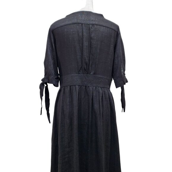 LocachyBuffalo Black womens Mariposa V Neck Button Front Dress Linen Size S - Picture 16 of 16